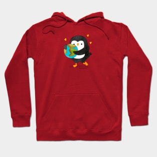 Penguin hugging the world Hoodie